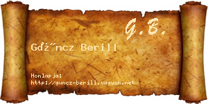Güncz Berill névjegykártya